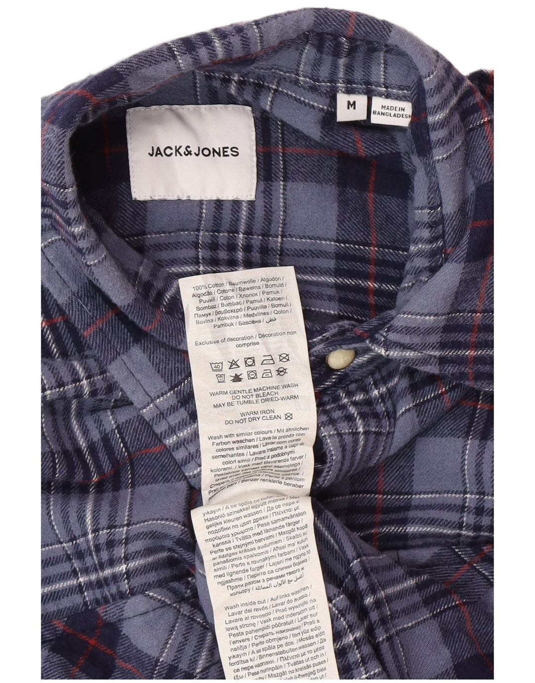 Jack & Jones Herren-Flanellhemd, mittelgroß, marineblau, kariert, Baumwolle