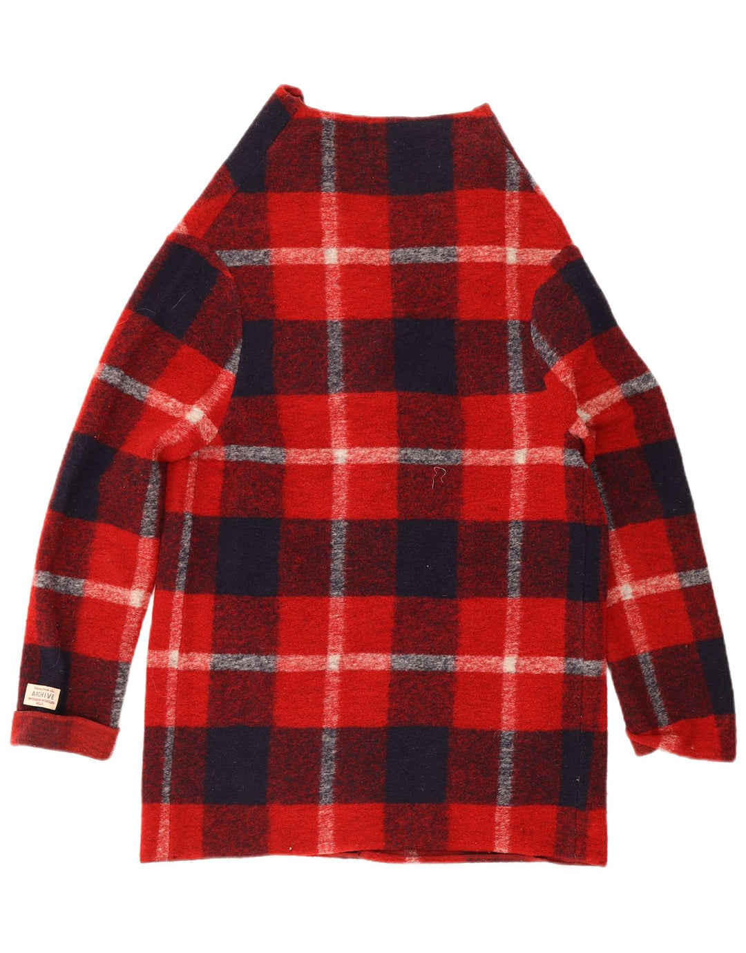 Woolrich Damen Longline-Cardigan-Pullover UK 10 Kleine rote karierte Wolle