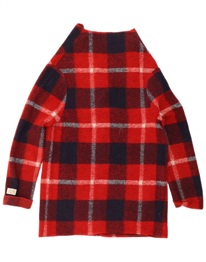 Woolrich Damen Longline-Cardigan-Pullover UK 10 Kleine rote karierte Wolle