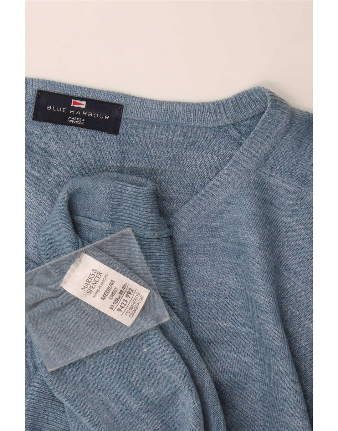 Marks & Spencer Herren-Pullover Harbor mit V-Ausschnitt, mittelgroß, Acryl, Blau