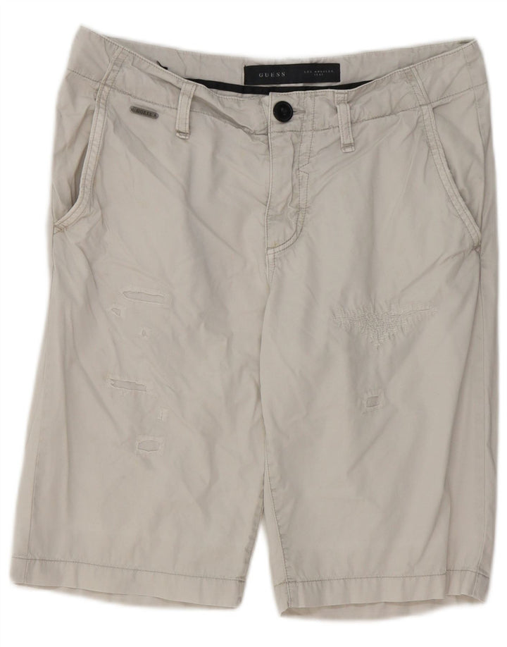 Guess Herren Distressed Chino Shorts W29 Small Graue Baumwolle