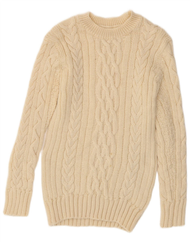 MUNROSPUN Damen-Pullover mit U-Boot-Ausschnitt, UK 10, Größe S, cremefarbene Schurwolle