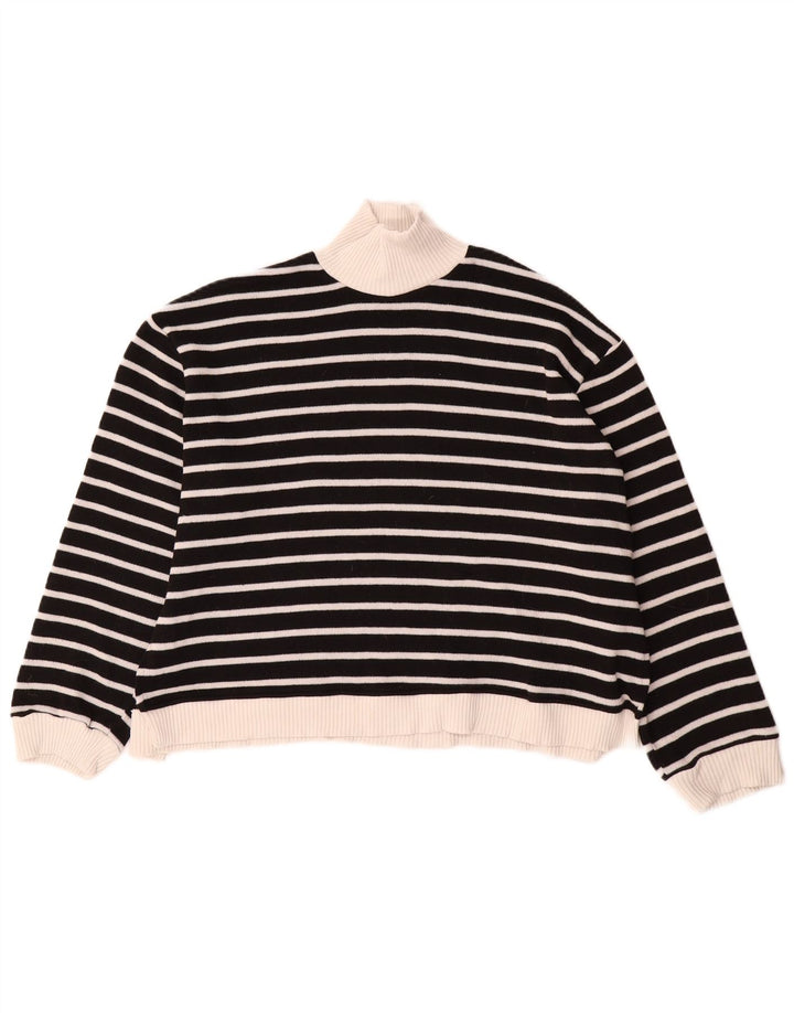 Zara Damen-Pullover mit Rollkragen, Gr. 14, mittelschwarz gestreift