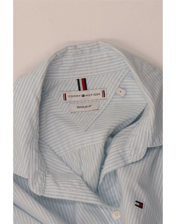 Tommy Hilfiger Damen-Hemd mit regulärer Passform, US 4, kleine blaue Nadelstreifen