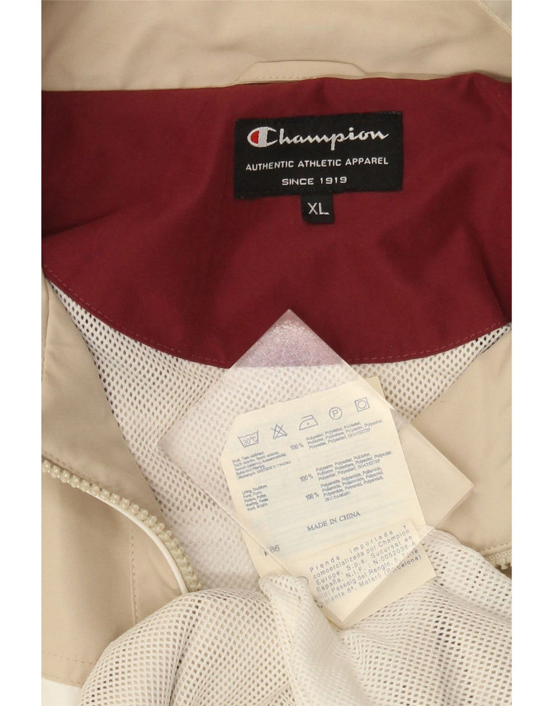 Champion Herren Bomberjacke UK 42 XL Beige Colourblock Polyester