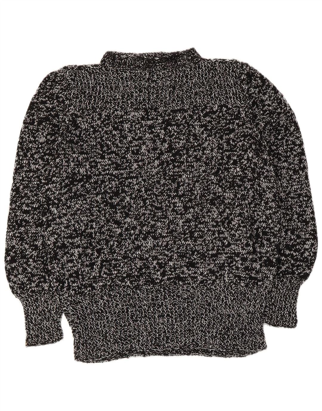 Vintage Damen Rollkragenpullover Pullover UK 14 Medium Schwarz meliert