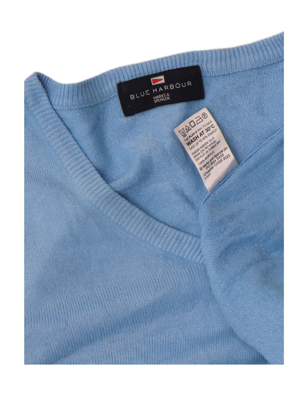 Marks & Spencer Herren-Pullover „Harbor“ mit V-Ausschnitt, groß, Acryl, Blau
