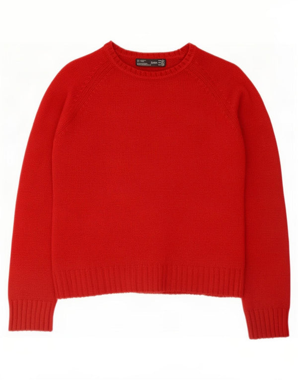 Zara Womens Crew Neck Jumper Sweater UK 16 Large Red Acrylic