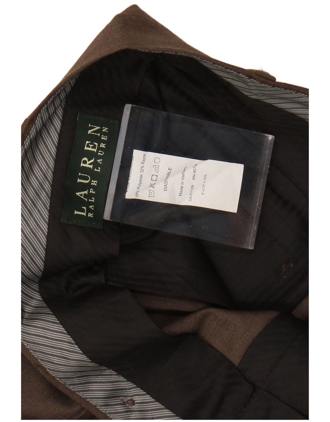 RALPH LAUREN Herren-Anzughose mit Pegged-Anzug, W42, L30, braunes Polyester