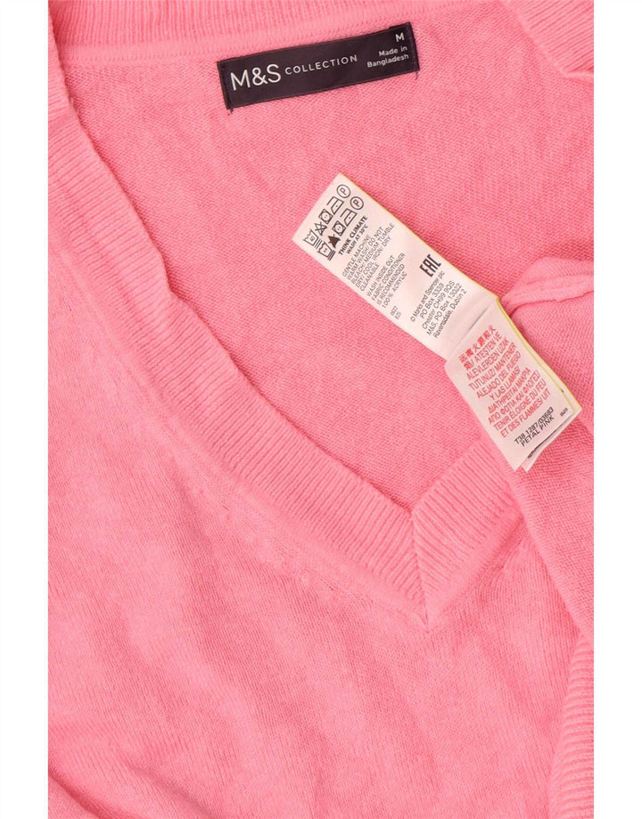 Marks & Spencer Damen-Pullover mit V-Ausschnitt, UK 14, Mittelrosa, Acryl