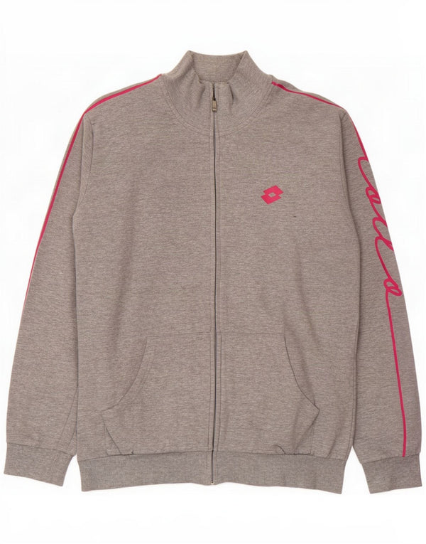 Lotto Womens Graphic Trainingsanzug Top Jacke UK 16 Large Grau gefleckte Baumwolle