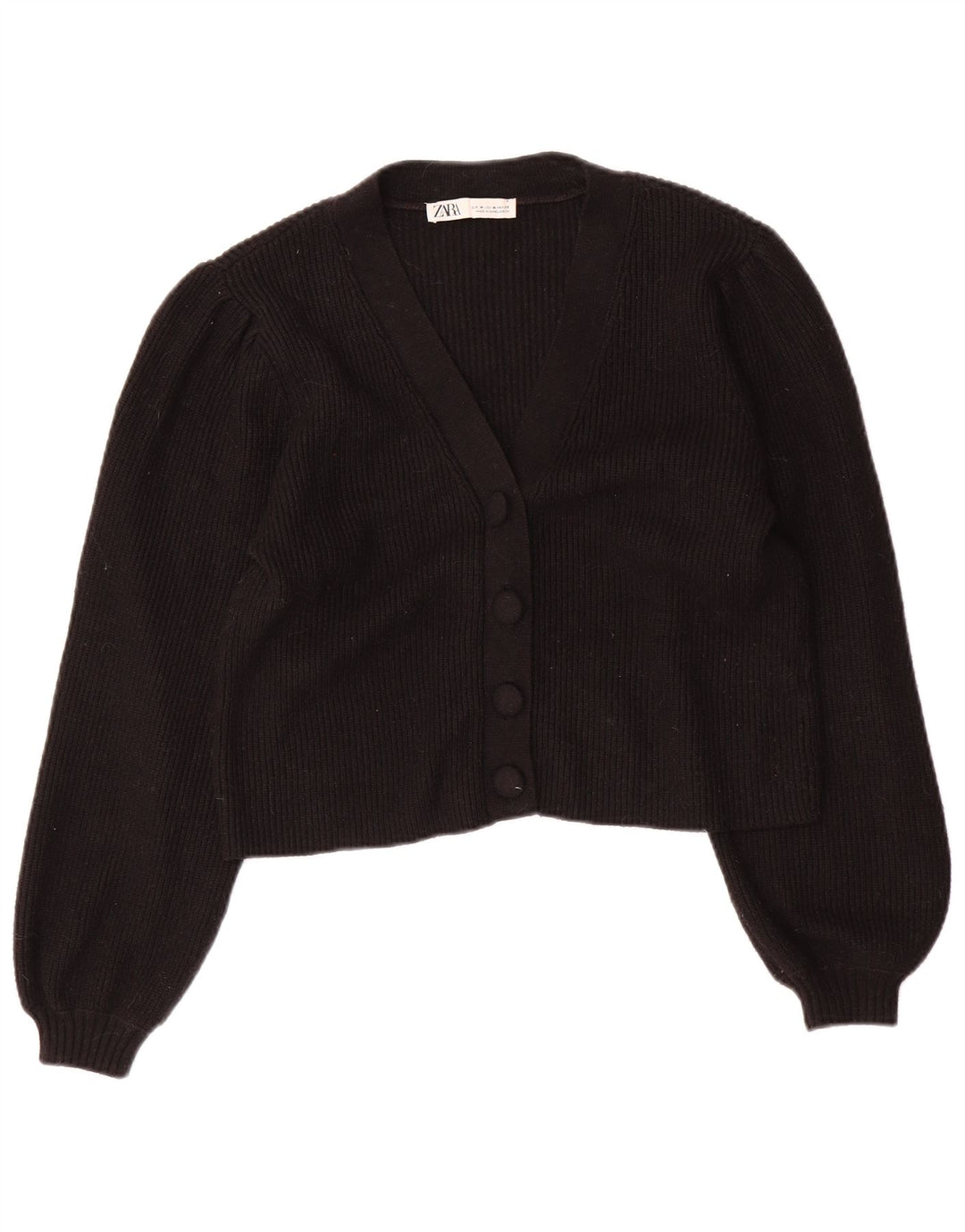 Zara Damen Crop Cardigan Pullover UK 12 Mittelschwarze Viskose