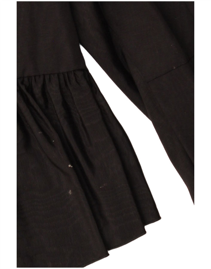 Vintage Damen LangarmBluse Top UK 10 Small Schwarz