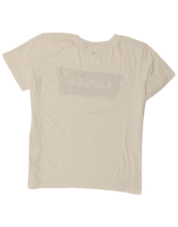 Levi's Womens Graphic T-Shirt Top UK 14 Mittelweiße Baumwolle
