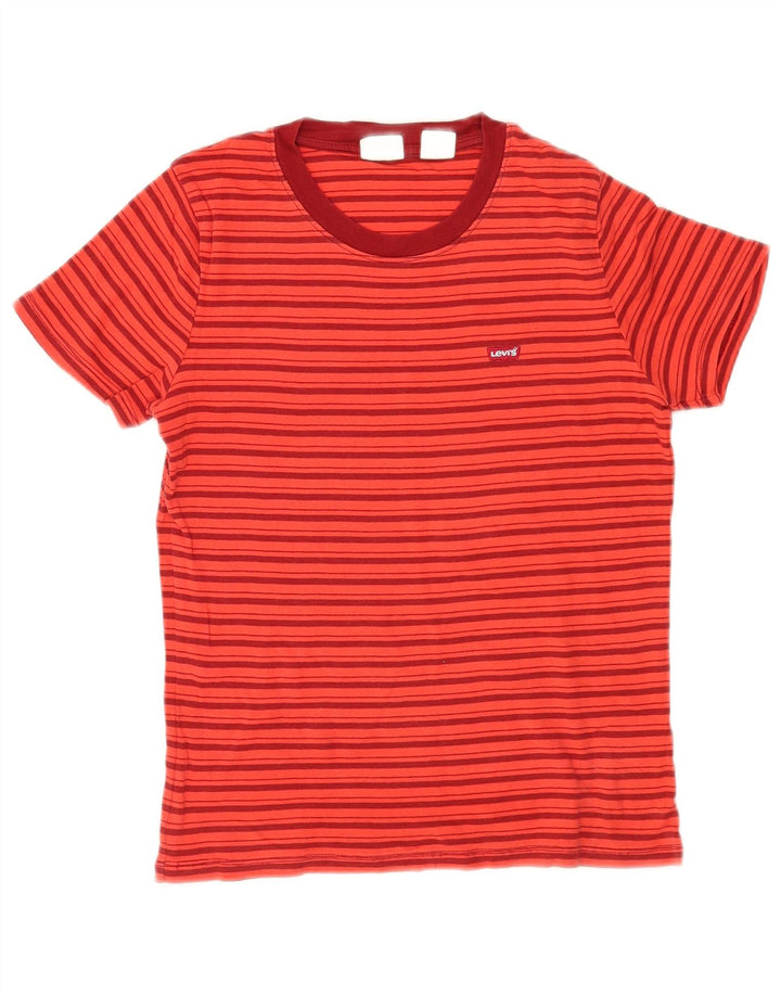 Levi's Damen T-Shirt Top UK 10 Small Rot gestreift