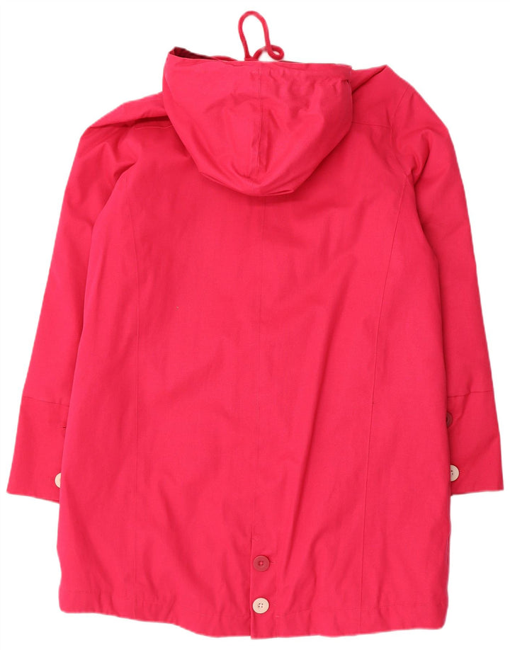 WEIRD FISH Womens Longline Hooded Utility Jacket UK 14 Large Pink Cotton