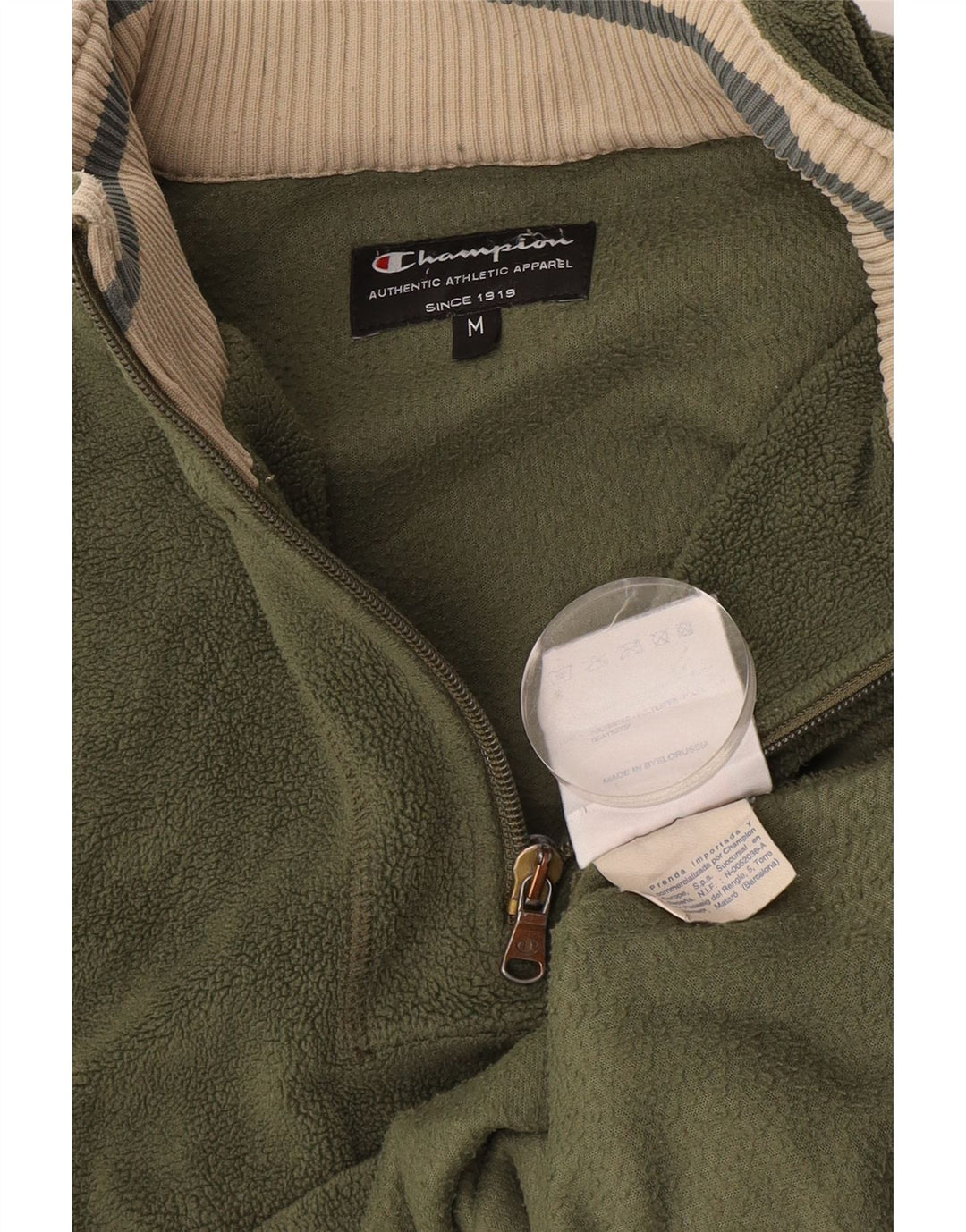 Champion Herren-Fleecepullover mit Reißverschluss am Hals, mittleres Khaki, Polyester