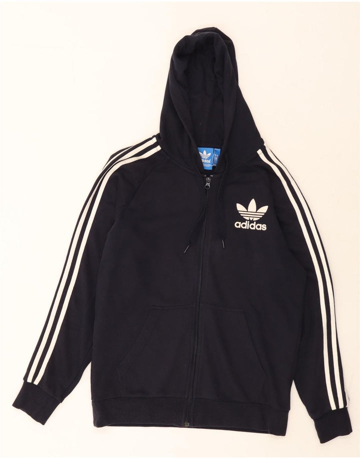 Adidas Herren-Kapuzenpullover mit Reißverschluss, mittlere marineblaue Baumwolle