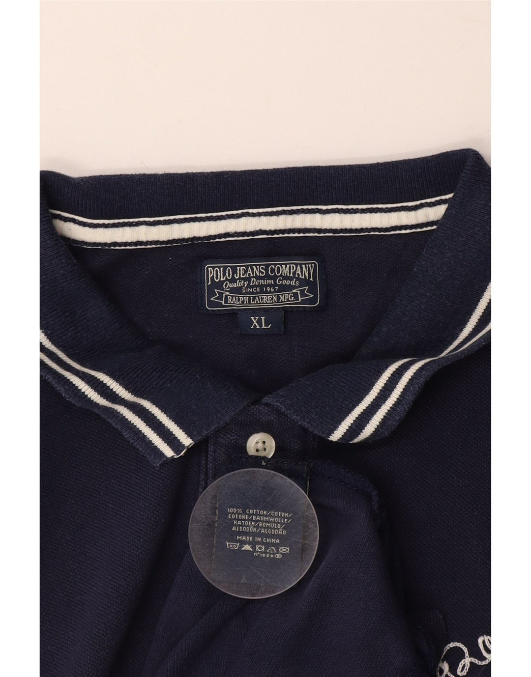 POLO RALPH LAUREN Herren Poloshirt XL Marineblau Baumwolle