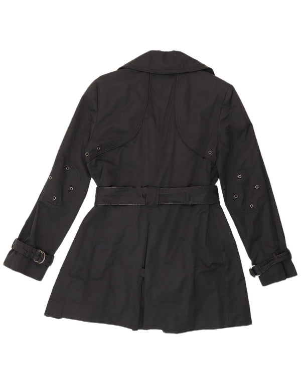 Calvin Klein Damen Trenchcoat UK 10 Small Black Cotton Classic