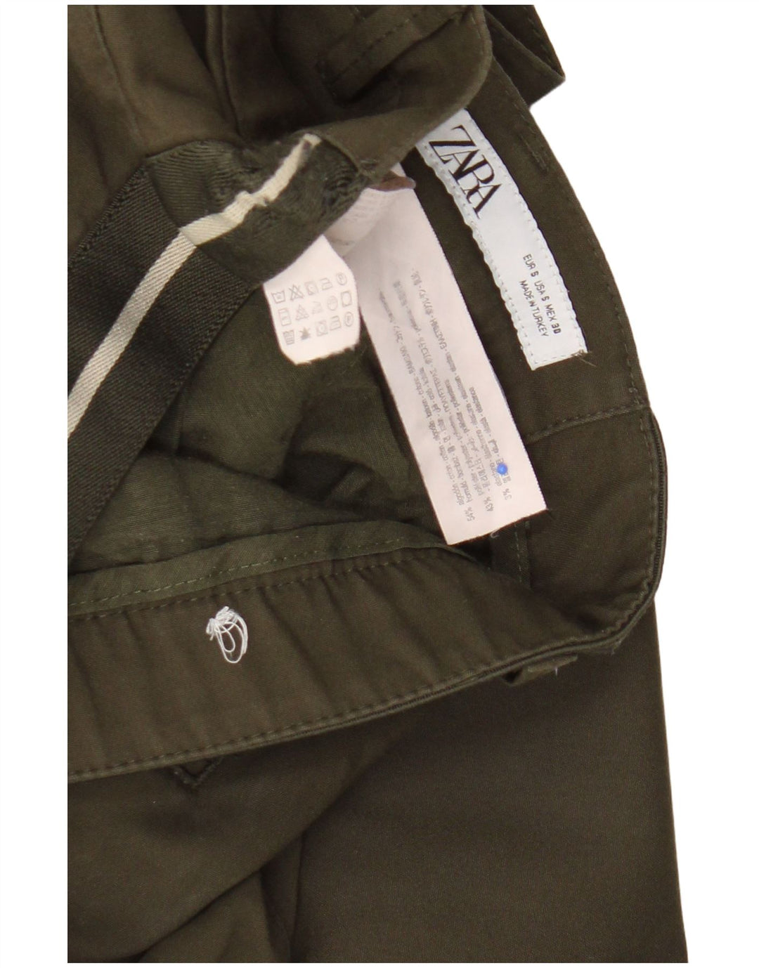 Zara Slim Chino-Hose für Herren, Größe S, W30, L28, Khaki, Baumwolle