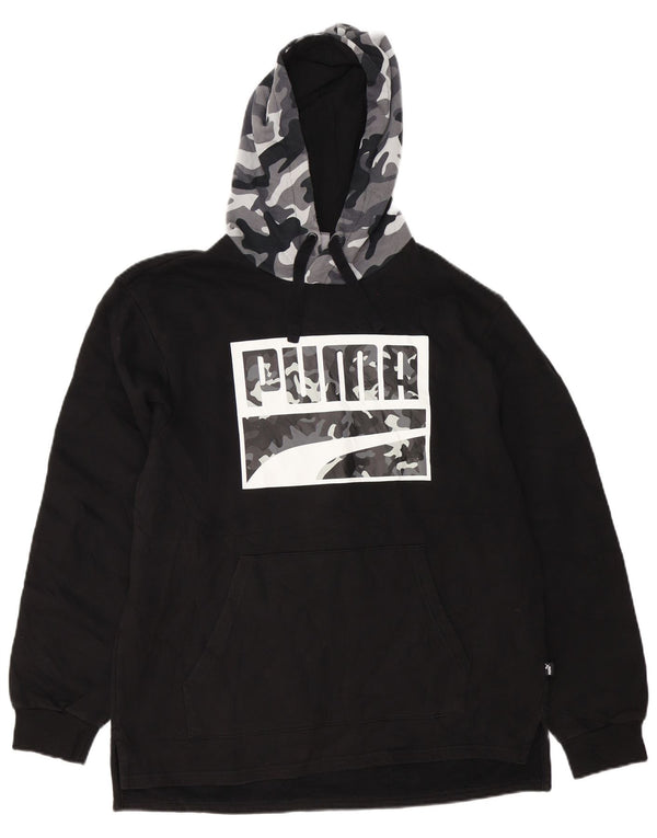 Puma Herren Graphic Hoodie Pullover Medium Black Colourblock Baumwolle