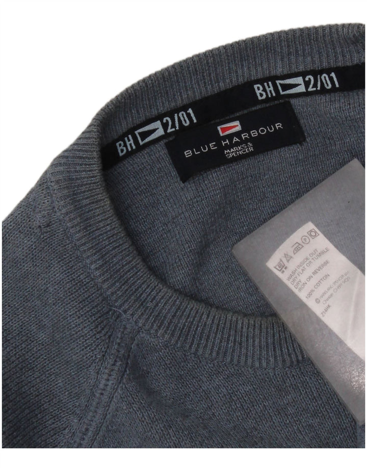 Marks & Spencer Herren Blauer Harbor-Pullover mit Rundhalsausschnitt Mittelblau