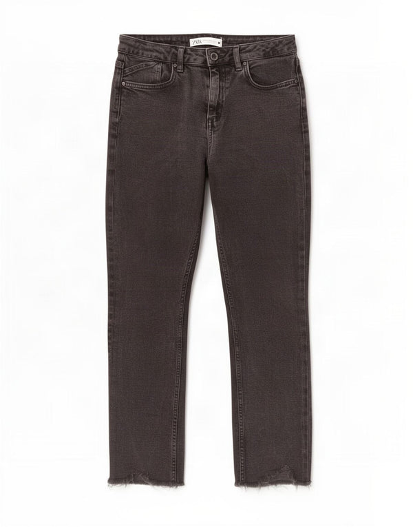 Zara Damen Straight Jeans EU 38 Small W28 L26 Grau