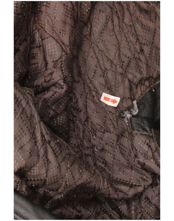 VINTAGE Herren Lederjacke IT 50 Großes schwarzes Leder