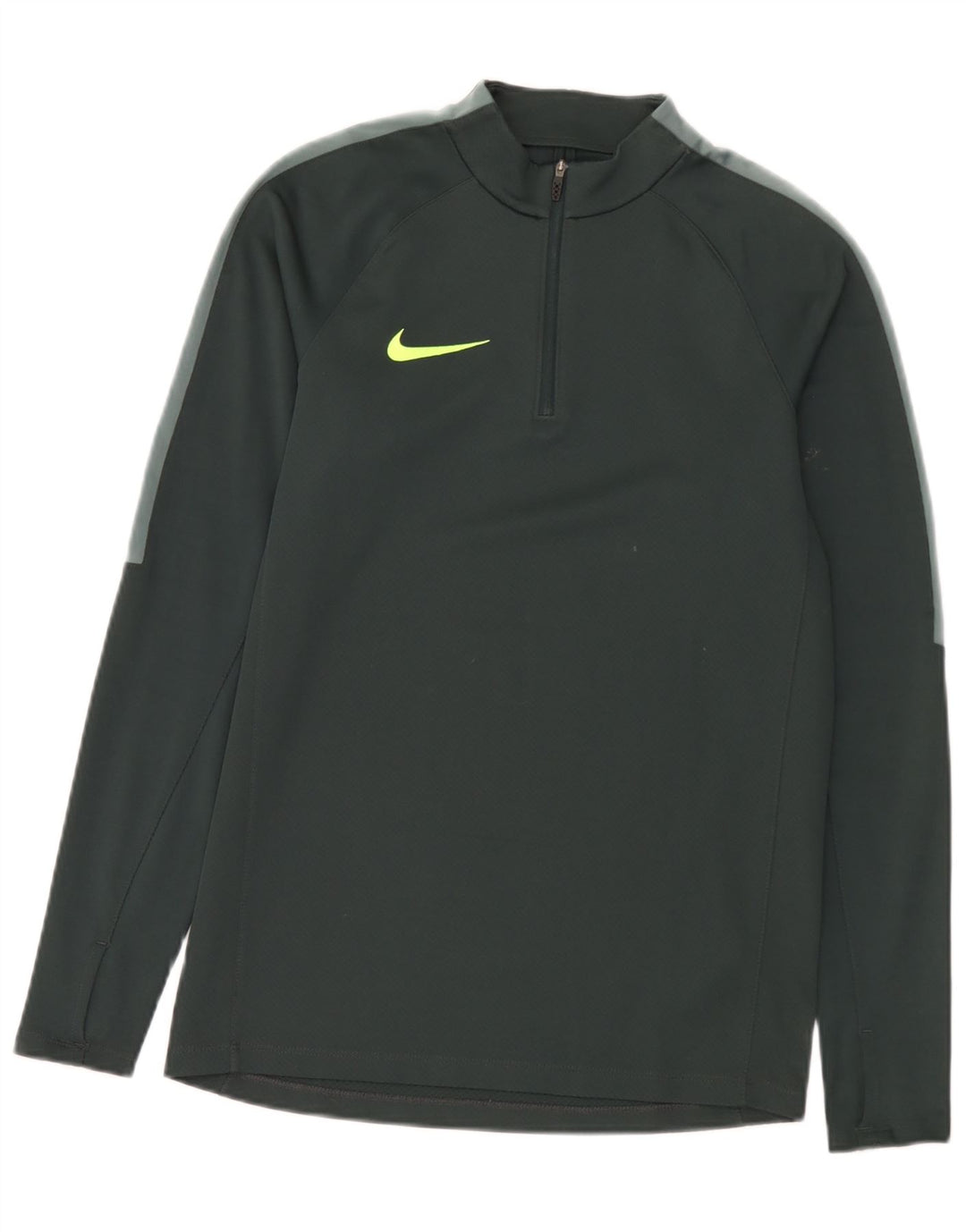 Nike Herren-Oberteil mit Reißverschluss, langärmlig, klein, grün, Polyester