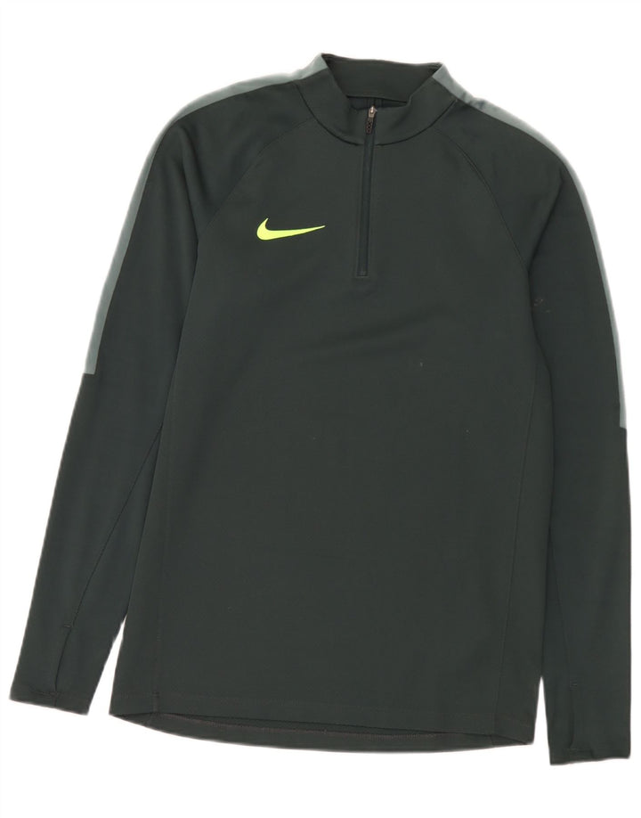 Nike Herren-Oberteil mit Reißverschluss, langärmlig, klein, grün, Polyester