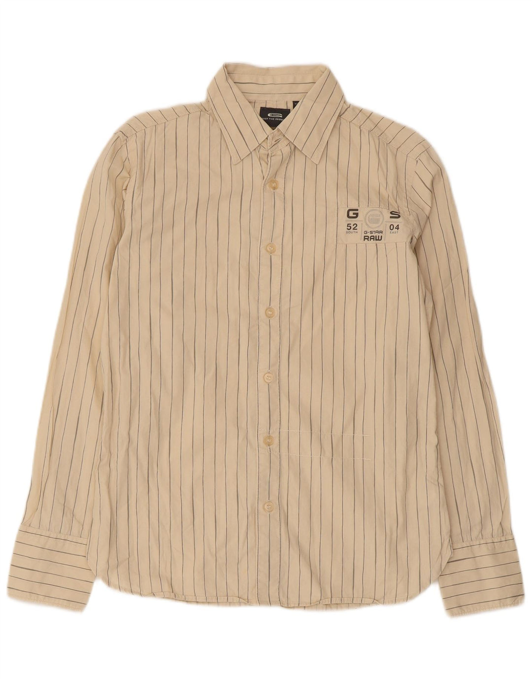 G-Star Herren Grafikhemd Small Beige Nadelstreifen Baumwolle
