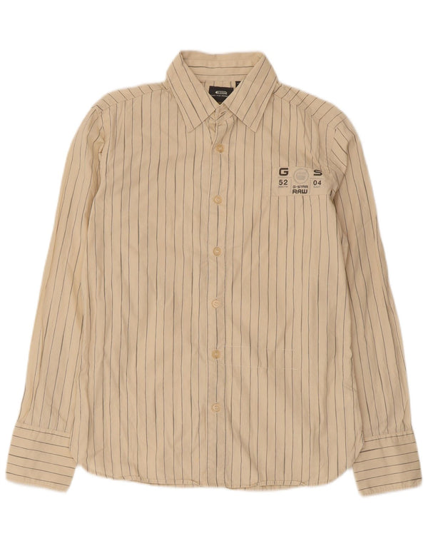 G-Star Herren Grafikhemd Small Beige Nadelstreifen Baumwolle