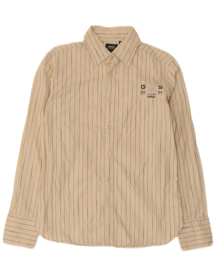 G-Star Herren Grafikhemd Small Beige Nadelstreifen Baumwolle