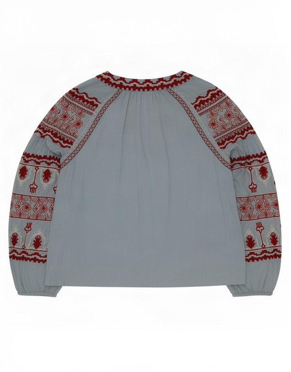 Übergroßes Blusenoberteil für Damen von Zara, UK 6, XS, Blau, Fair-Isle-Lyocell