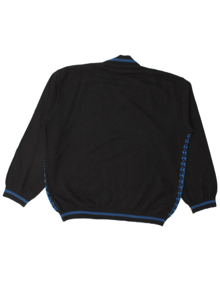 Island Herren-Pullover mit V-Ausschnitt, XL, blaue Argyle-/Diamantwolle