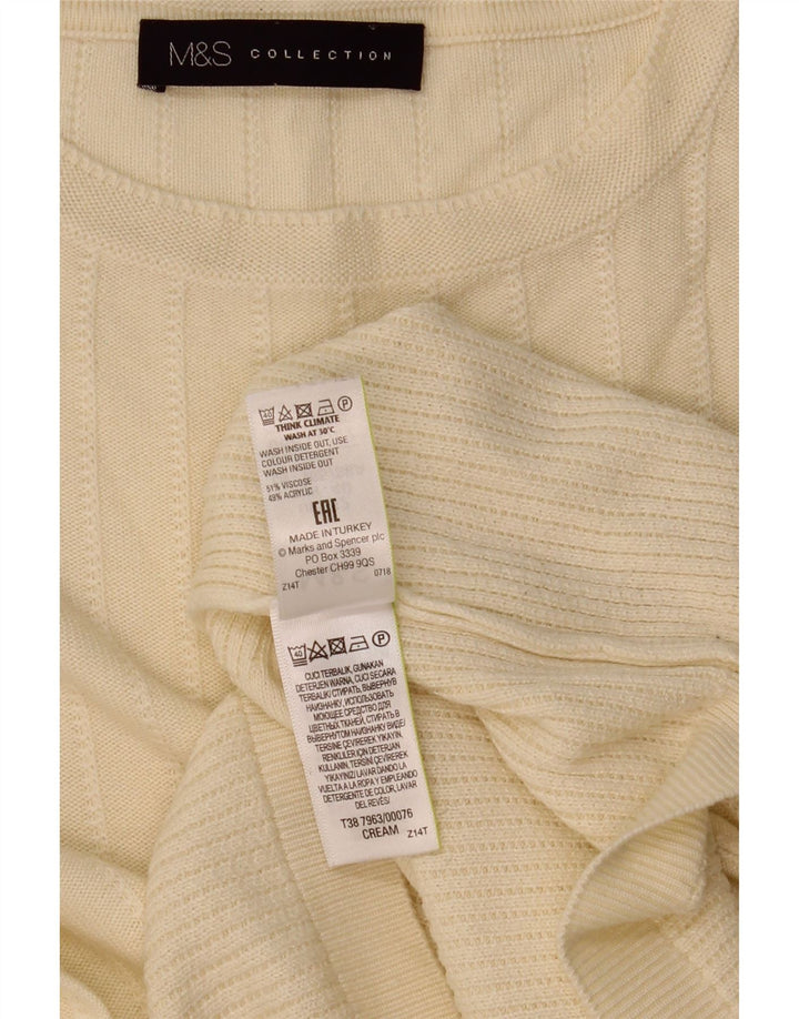 Marks & Spencer Damen-Pullover mit Rundhalsausschnitt, UK 12, mittelbeige Viskose
