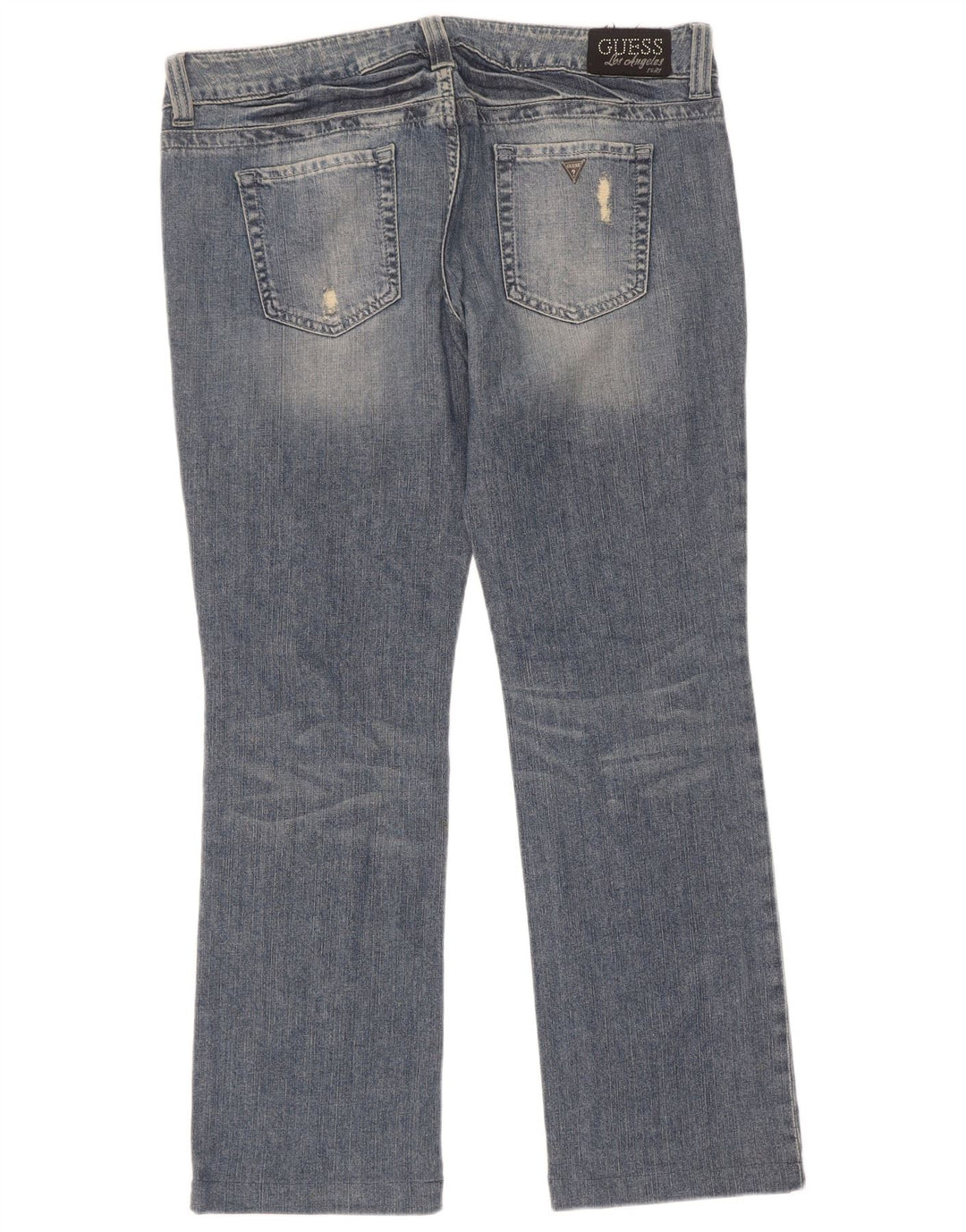 Guess Damen Distressed Bootcut Jeans W34 L30 Blaue Baumwolle