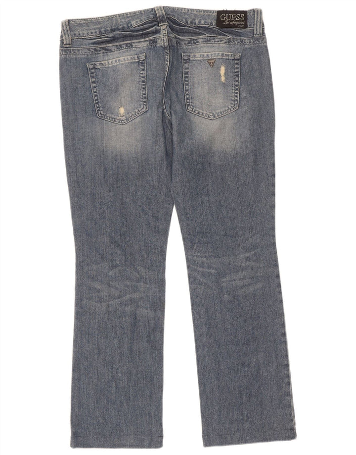 Guess Damen Distressed Bootcut Jeans W34 L30 Blaue Baumwolle