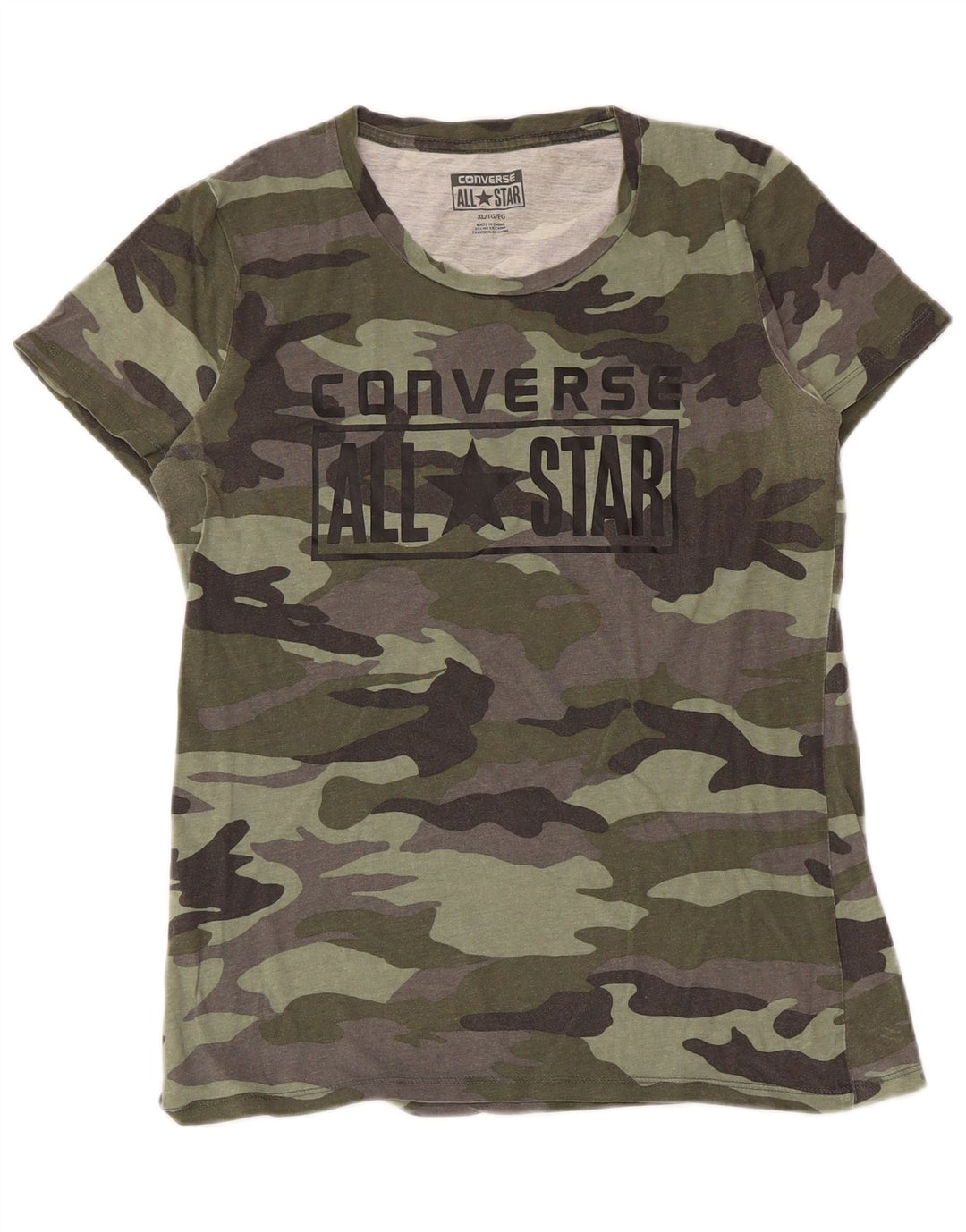 Converse Damen Grafik T-Shirt Top UK 18 XL Khaki Camouflage