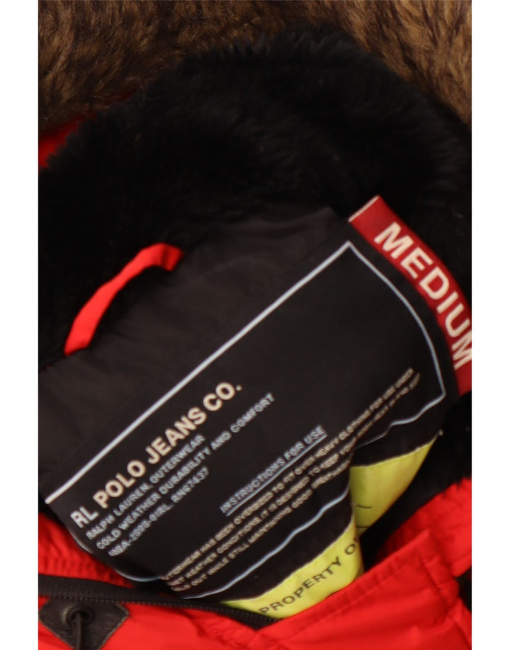 RALPH LAUREN Damen Parka mit Kapuze, UK 14, mittelrot, Winter