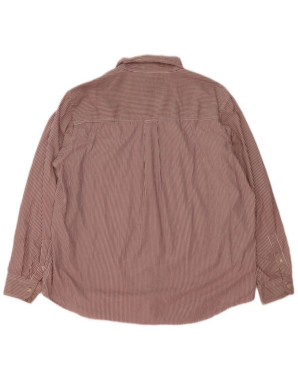 Chaps Herren-Hemd, pflegeleicht, 2XL, Burgunderrot, Nadelstreifen, Baumwolle