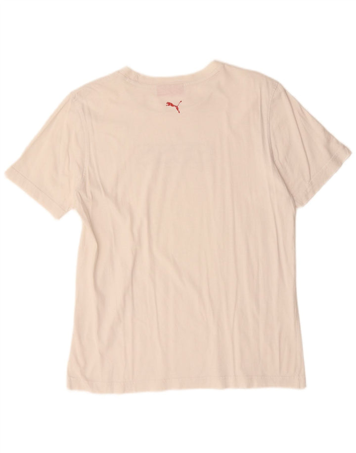 Puma Herren Grafik-T-Shirt-Oberteil aus mittelweißer Baumwolle