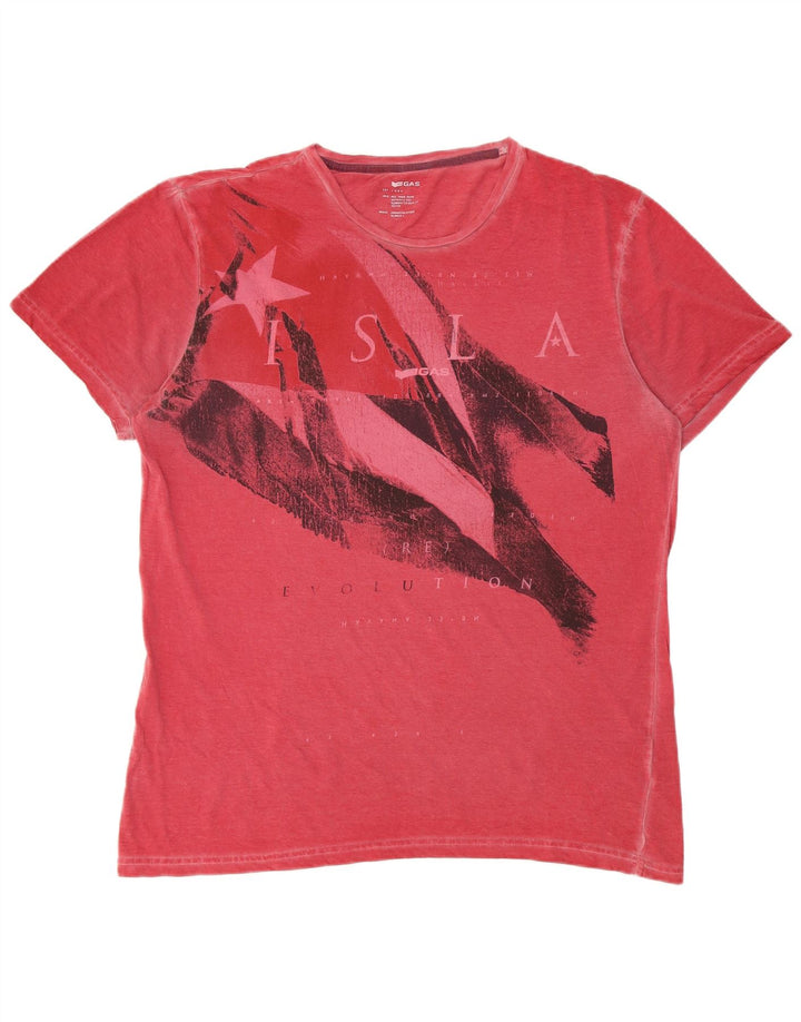 Gas Herren-T-Shirt mit Grafik, Größe L, Rot