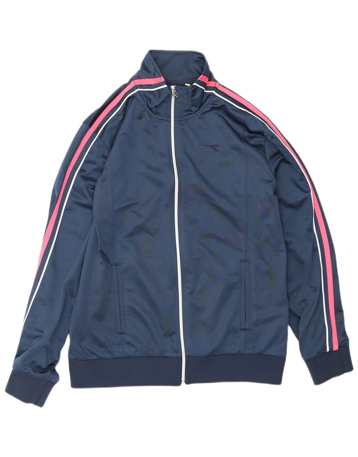 DIADORA Damen-Trainingsanzug-Top-Jacke, UK 16, Größe L, Marineblau, Polyester