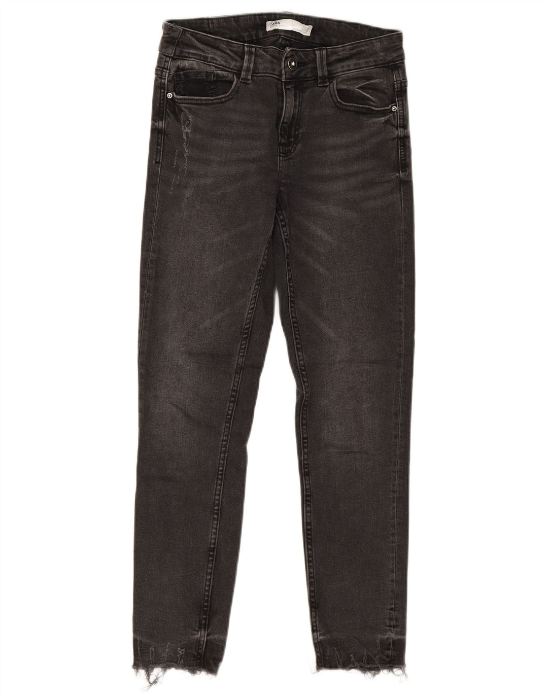 ZARA Damen Distressed Slim Jeans EU 34 2XS W24 L25 Grau