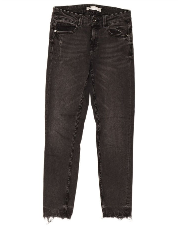 ZARA Damen Distressed Slim Jeans EU 34 2XS W24 L25 Grau
