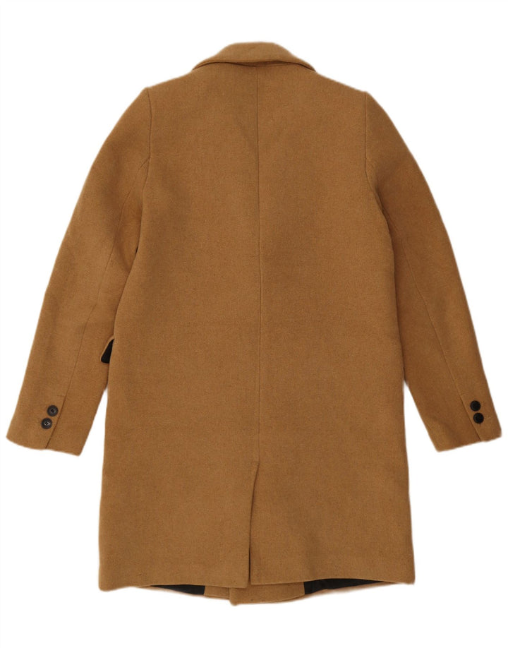 Zara Damen Übergroßer zweireihiger Mantel UK 10 Small Beige Polyester