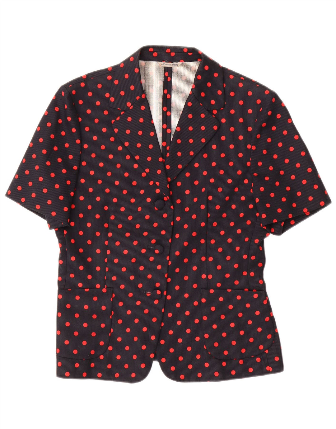 MELROSE Damen Kurzarm-Blazerjacke IT 44 Medium Black Polka Dot