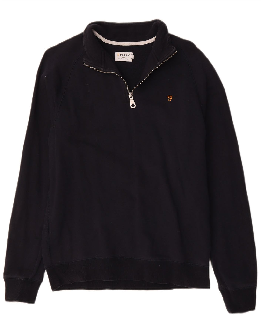 Farah Herren-Sweatshirt mit Reißverschluss am Hals, groß, aus marineblauer Baumwolle